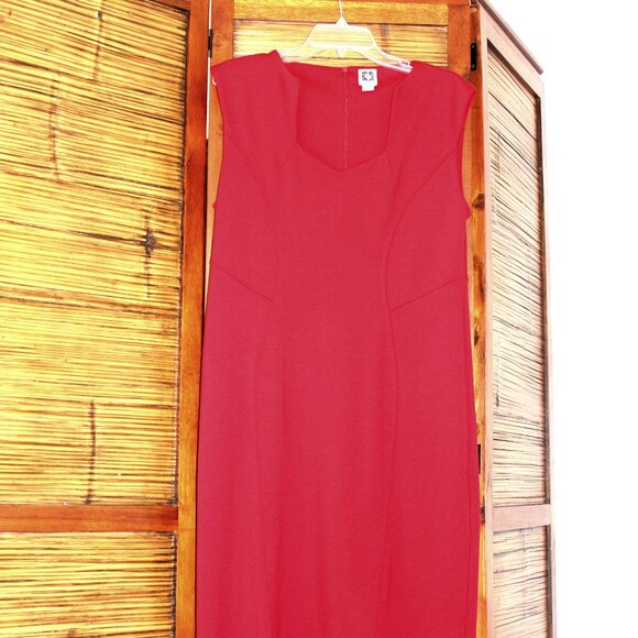 Red Sweetheart Neckline Fitted Anne Klein Knee length Dress size Large - Picture 9 of 10